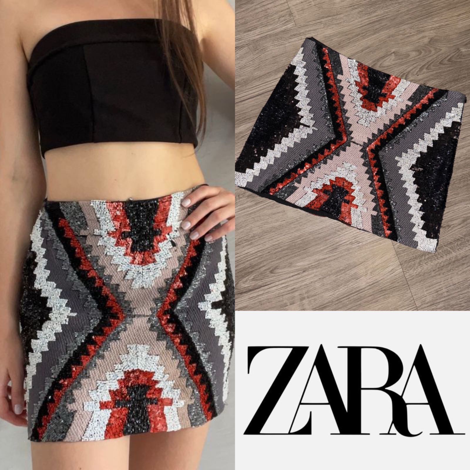 Jupe sequins style ethnique ZARA