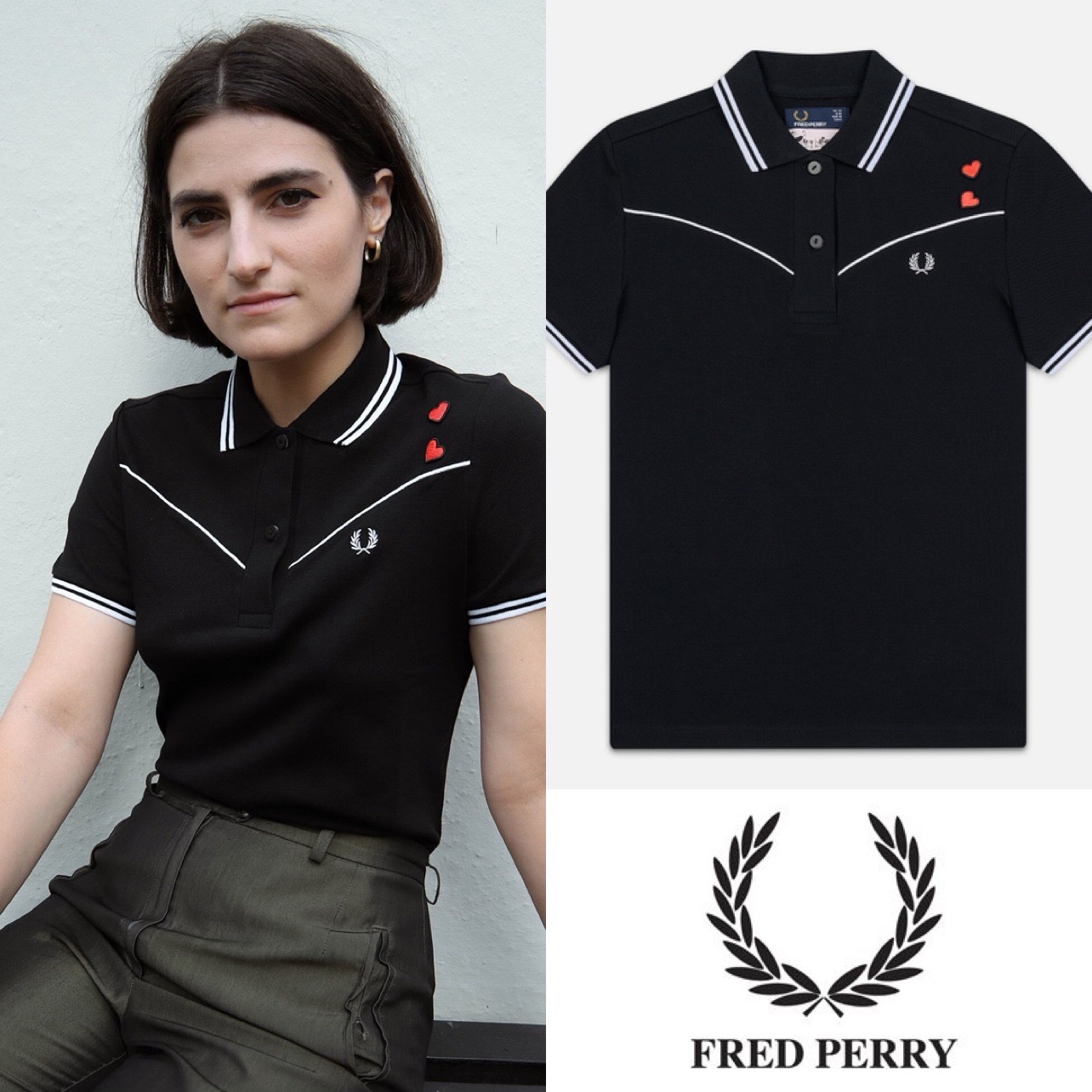 Fred Perry Amy Winehouse piped pique polo shirt