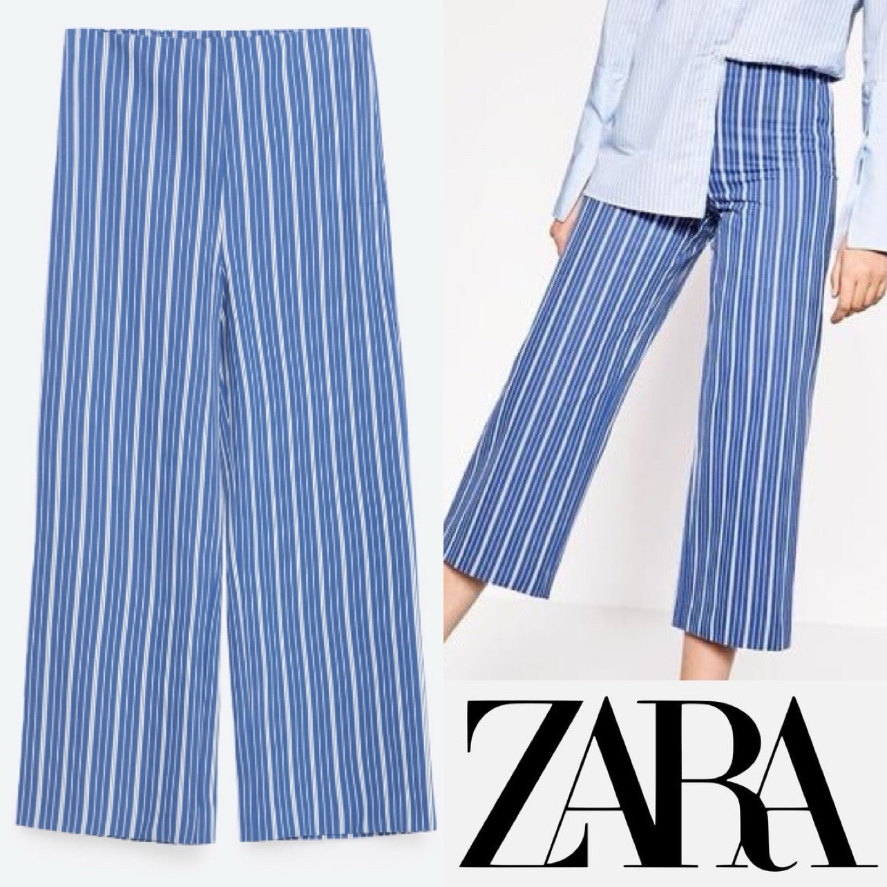 Pantalon Large Rayé Bleu et Blanc - Style Chic & Estival