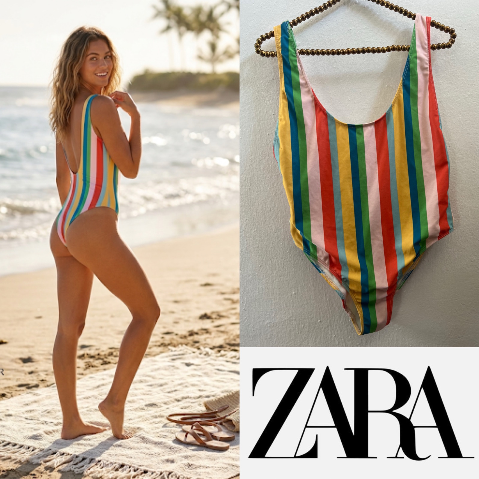 Maillot de bain 1 pièce ZARA – Rayures Multicolores