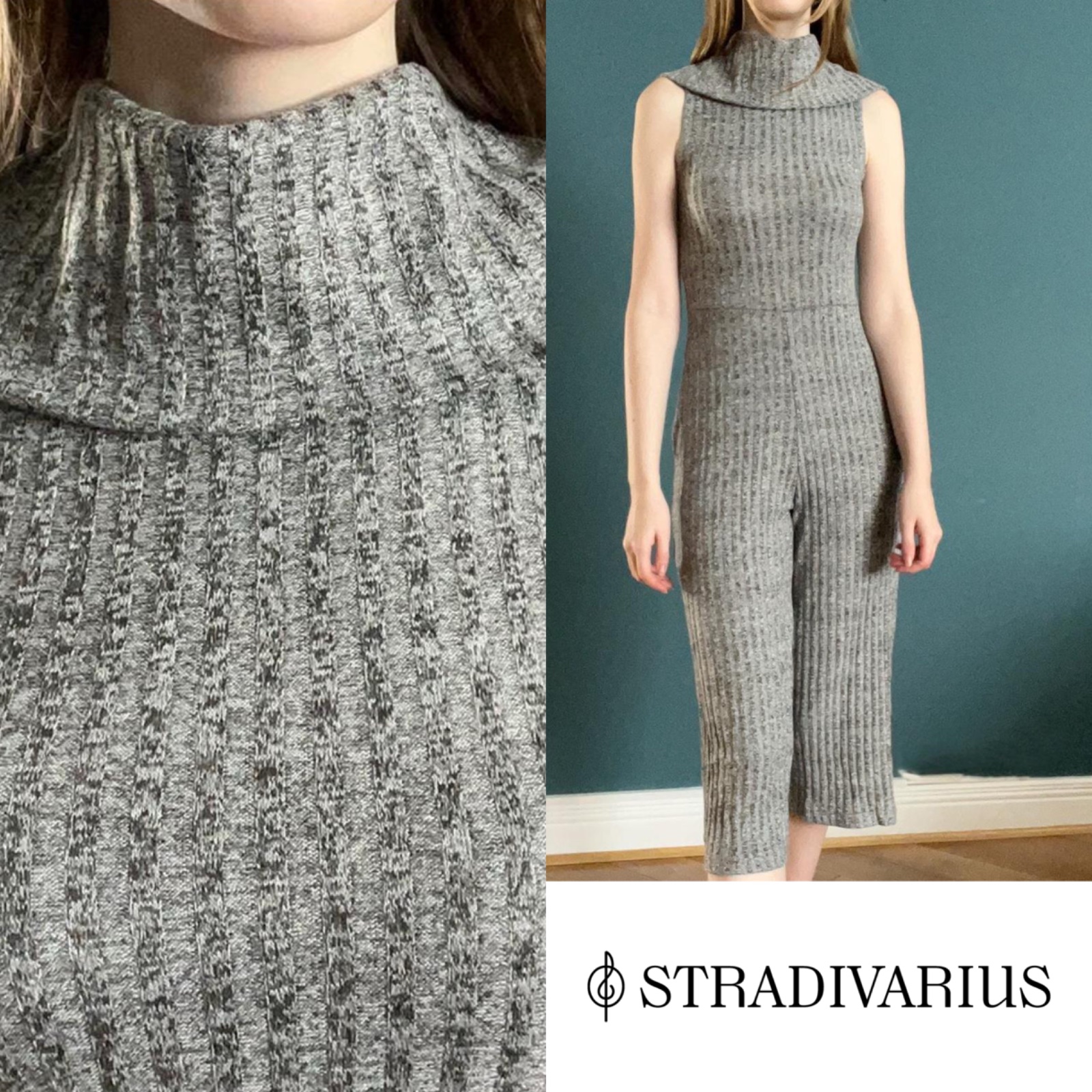 Combinaison côtelée Stradivarius - Gris chiné