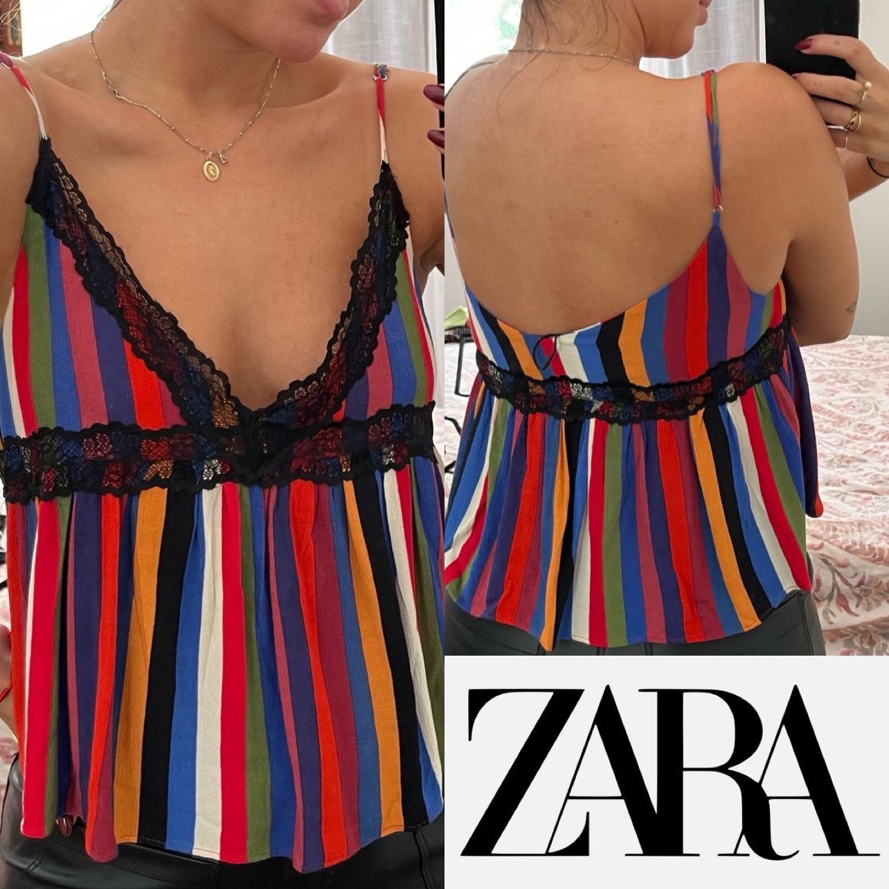 Top fluide à rayures multicolores Zara