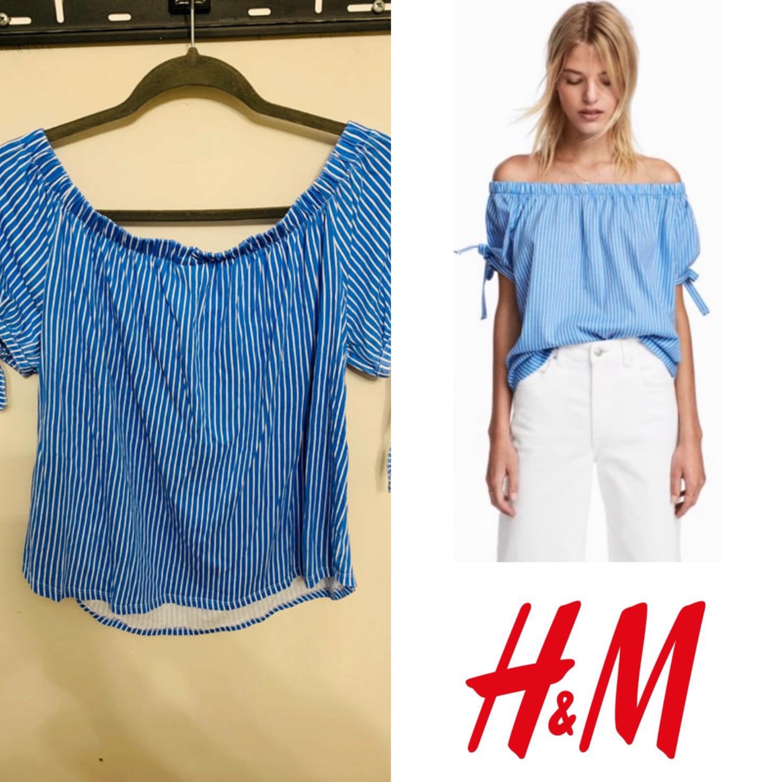 Haut épaules dénudées (bardot) à rayures H&M