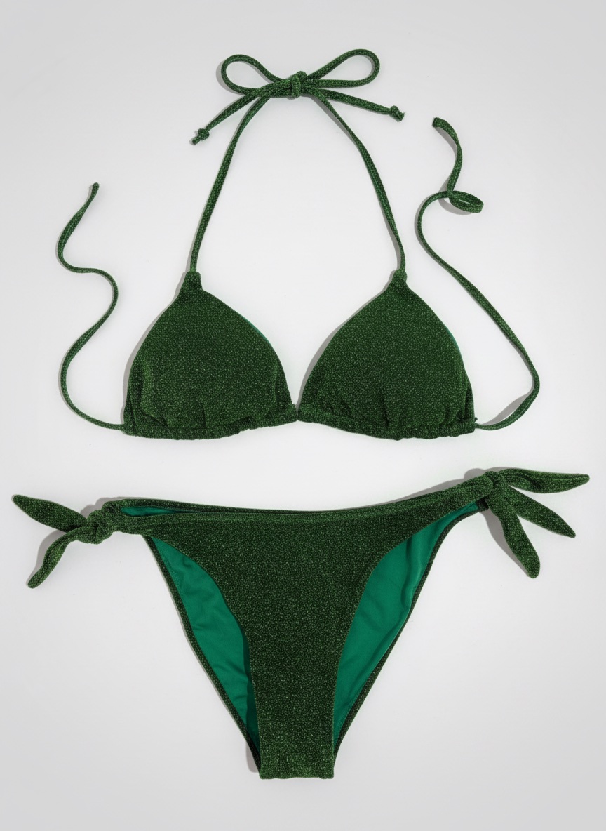 Bikini vert olive foncé pailleté