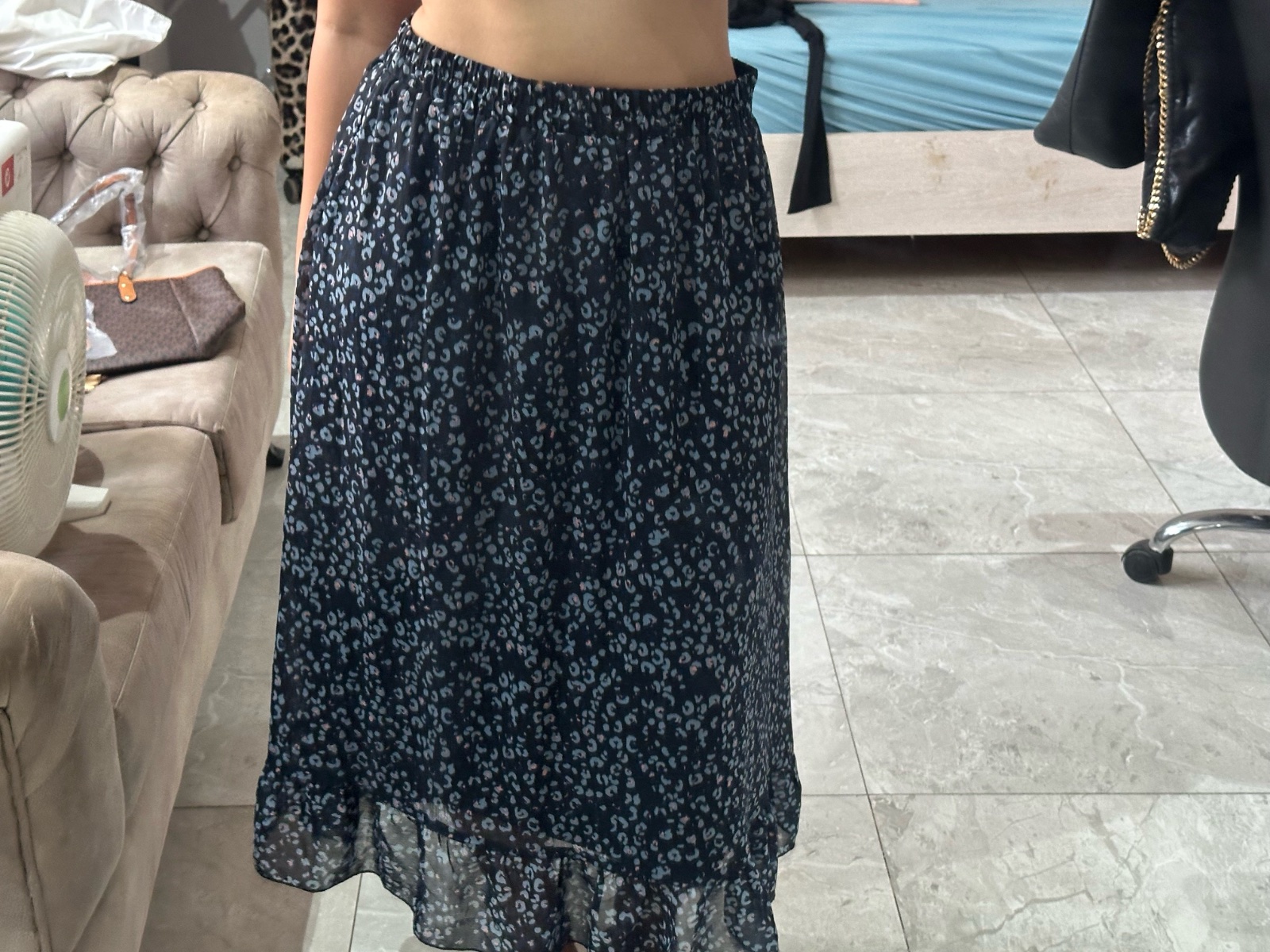 Jupe midi bleue