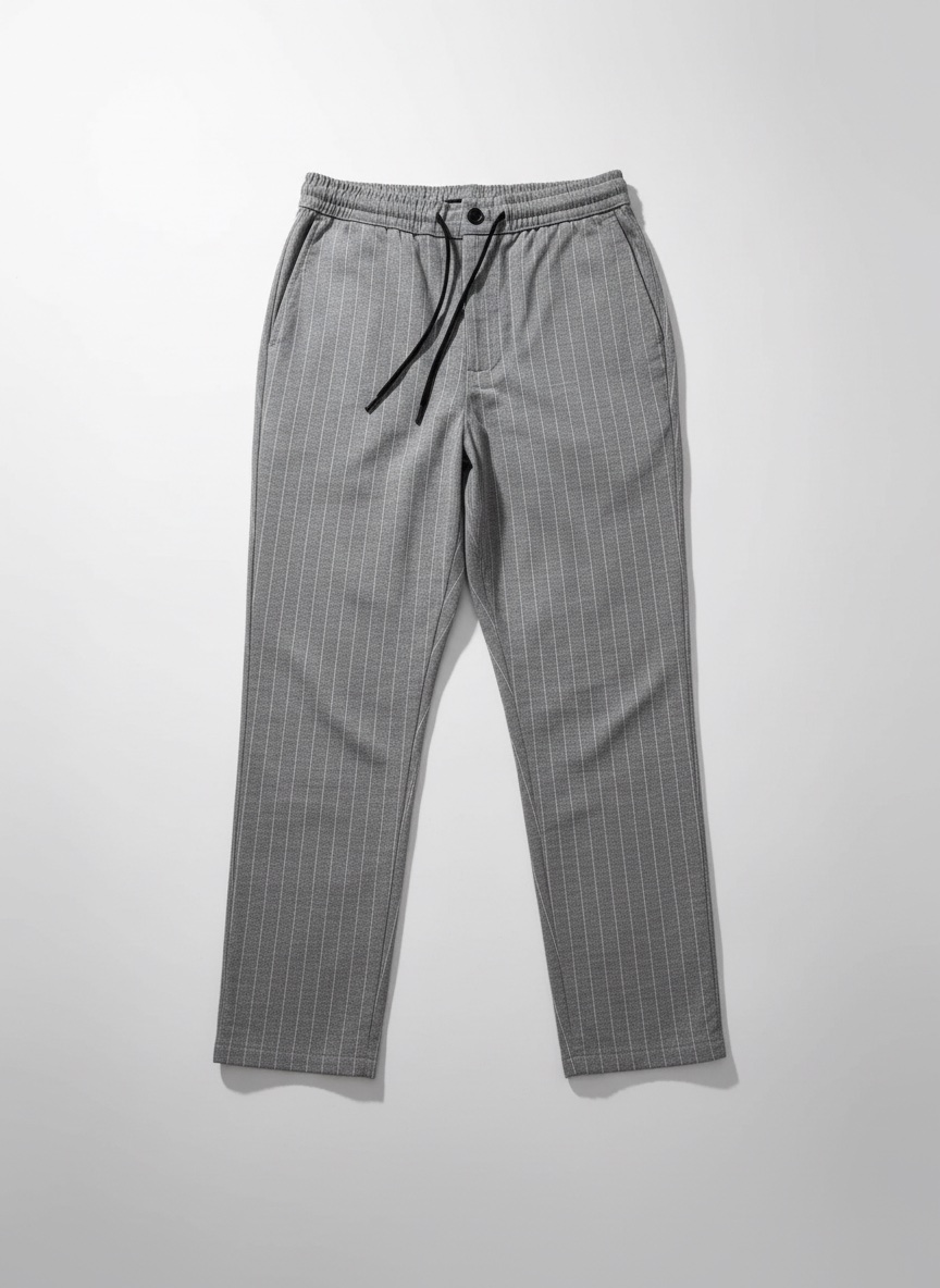 Pantalon gris à rayures