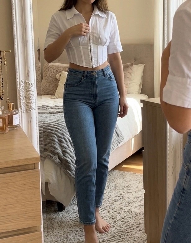 Chemise corset blanche élégante.