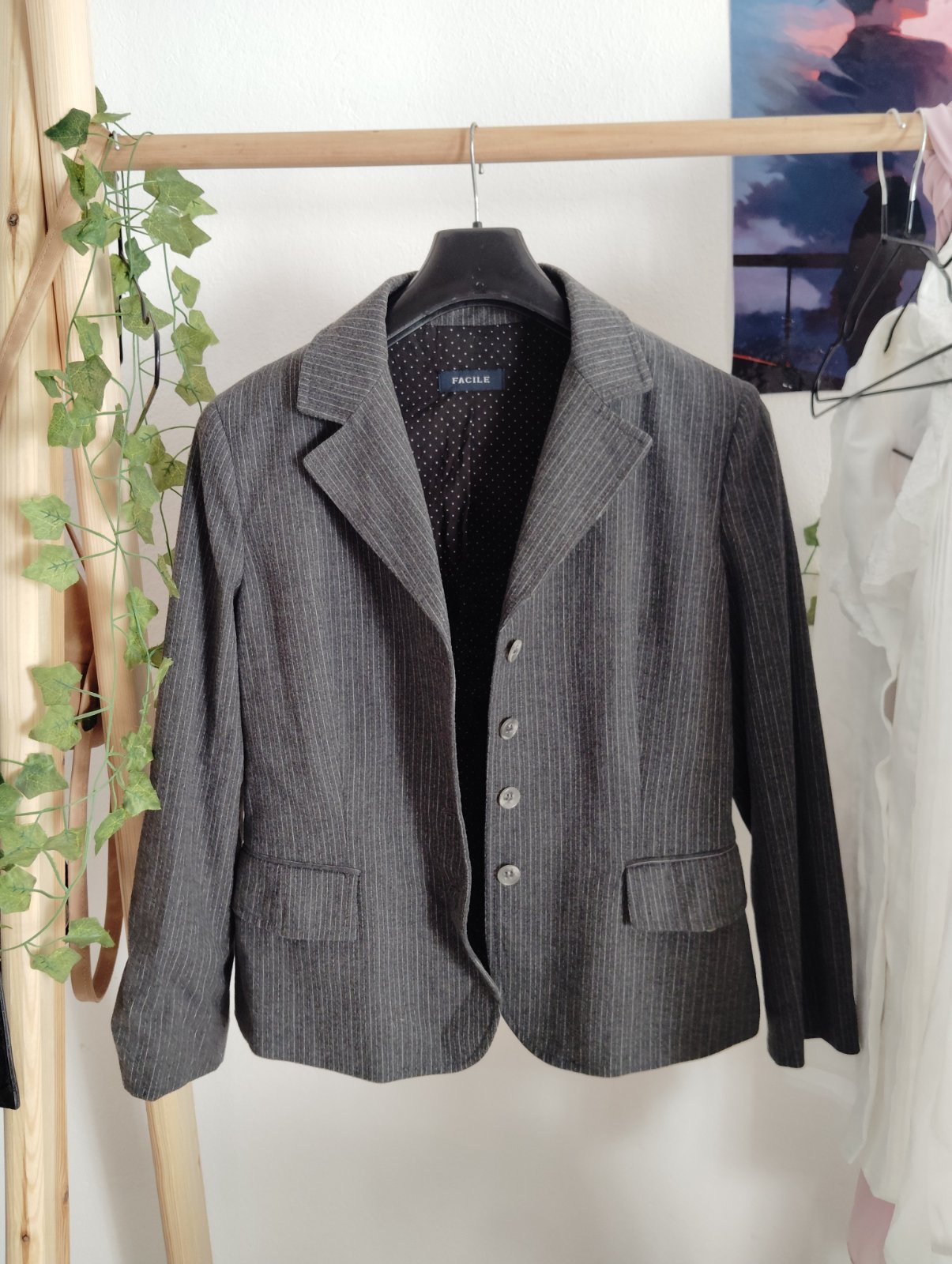 Blazer gris à fines rayures