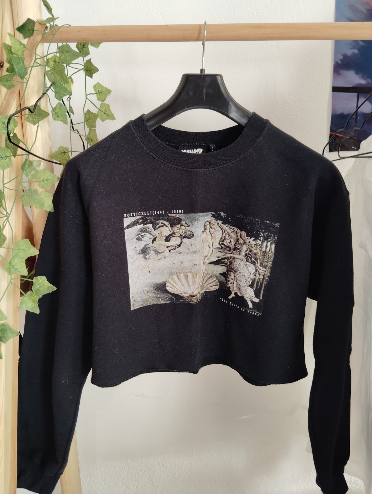 Sweat crop noir imprimé Botticelli