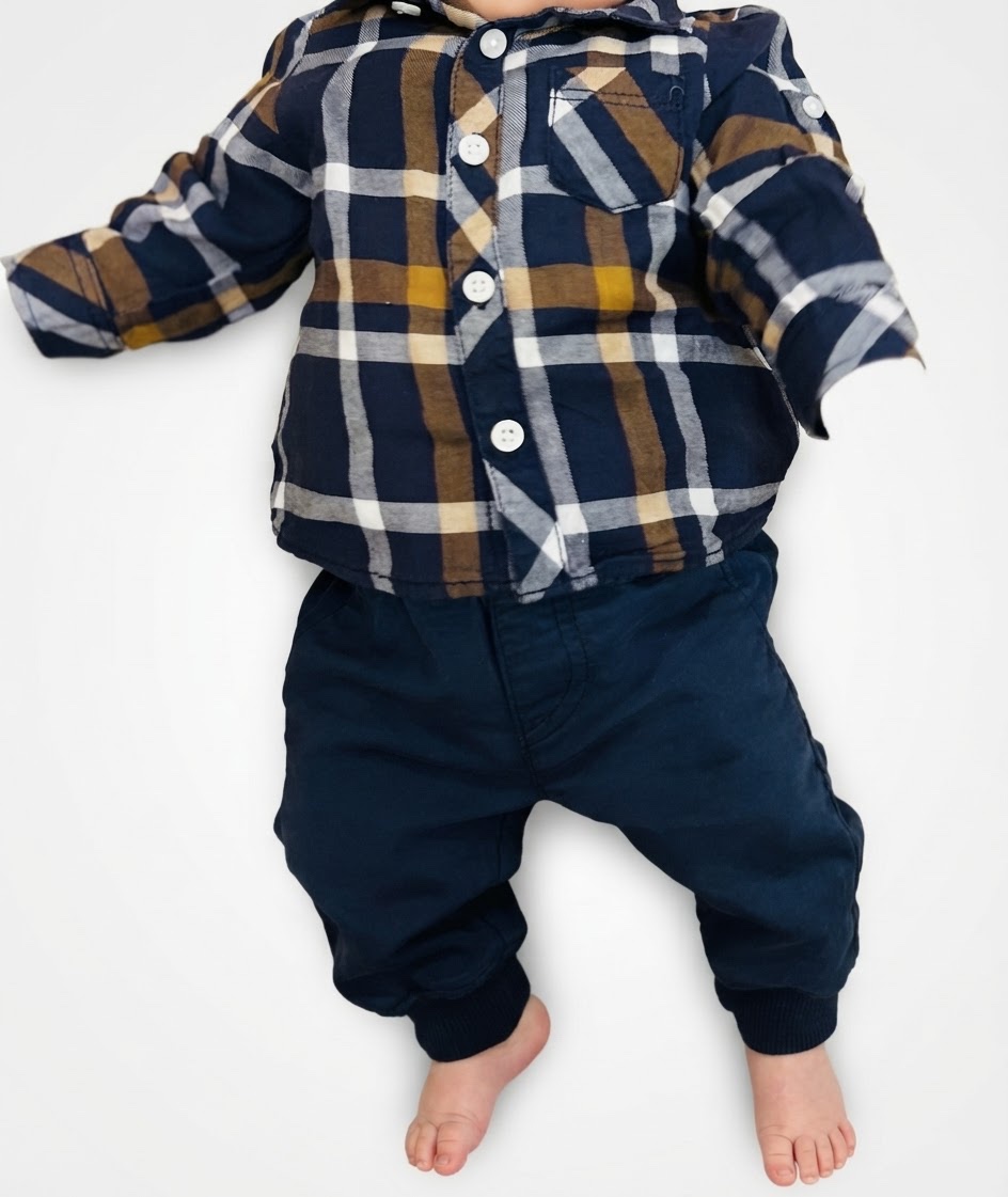 Tenue bleue 3 mois chemise tap a l oeil+pantalon benetton