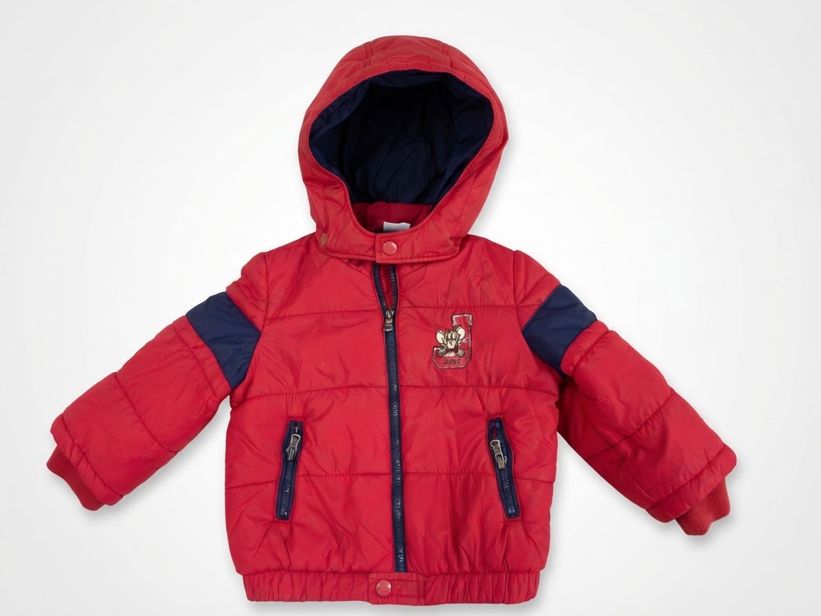 Doudoune rouge unisexe avce cappuche 6-9 mois