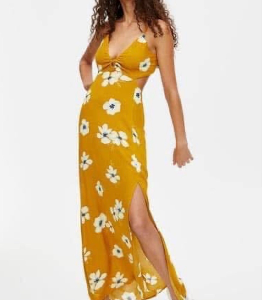 Robe jaune fleurie