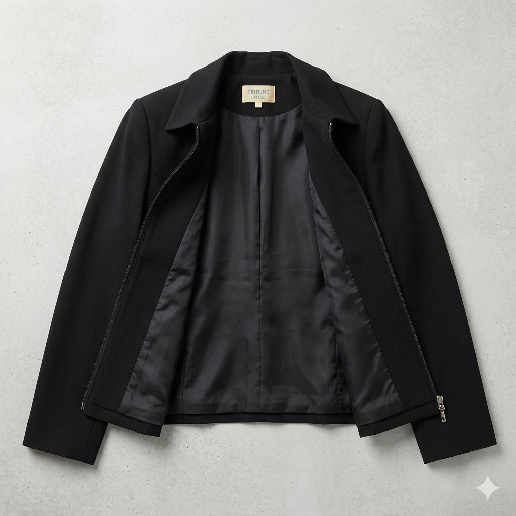 Veste noire classique Tribune à fermeture éclair (Style Blazer) 🖤