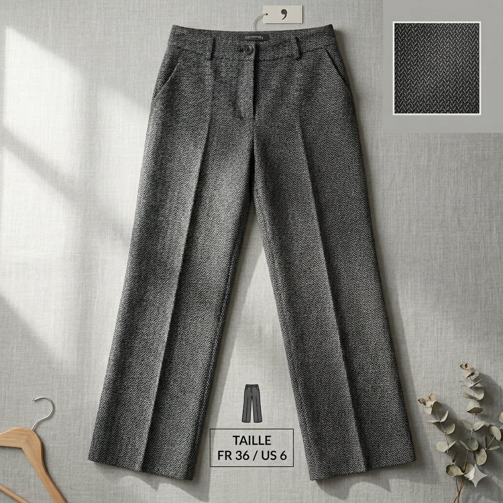 Pantalon Comma Flare - Motif Herringbone (T36)