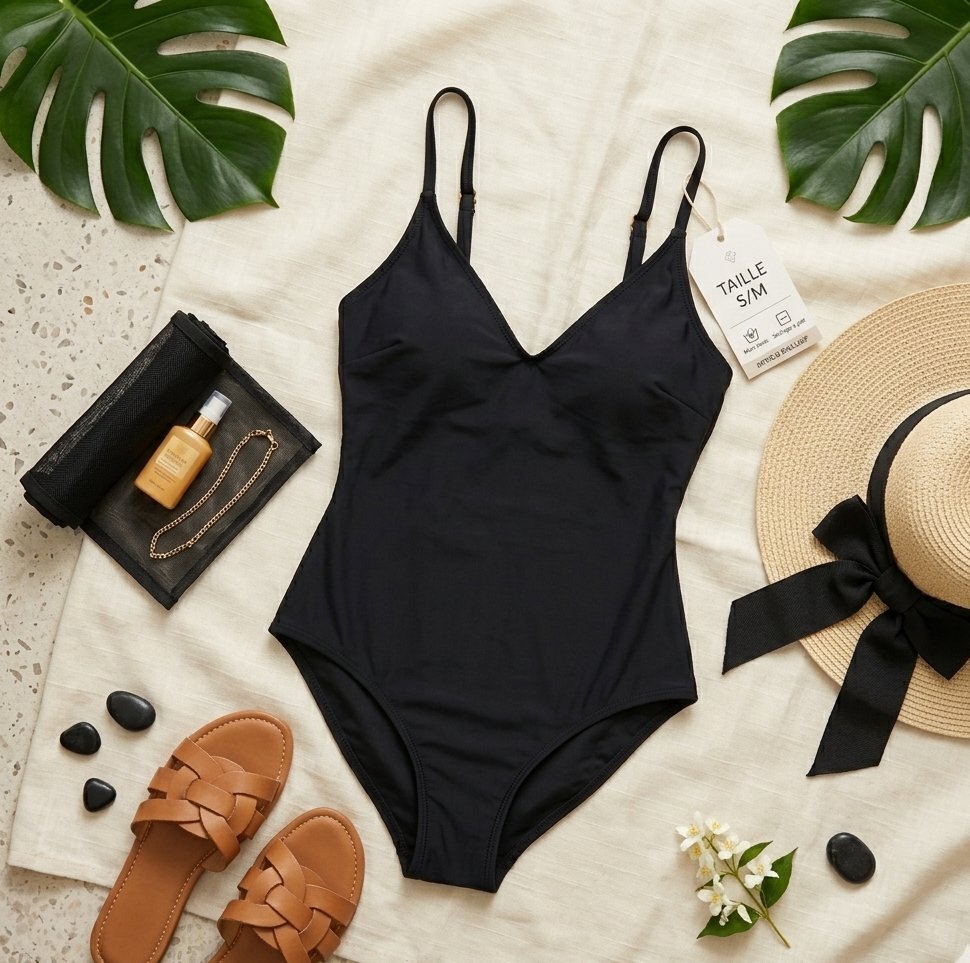 Maillot noir minimaliste dos échancré – État impeccable