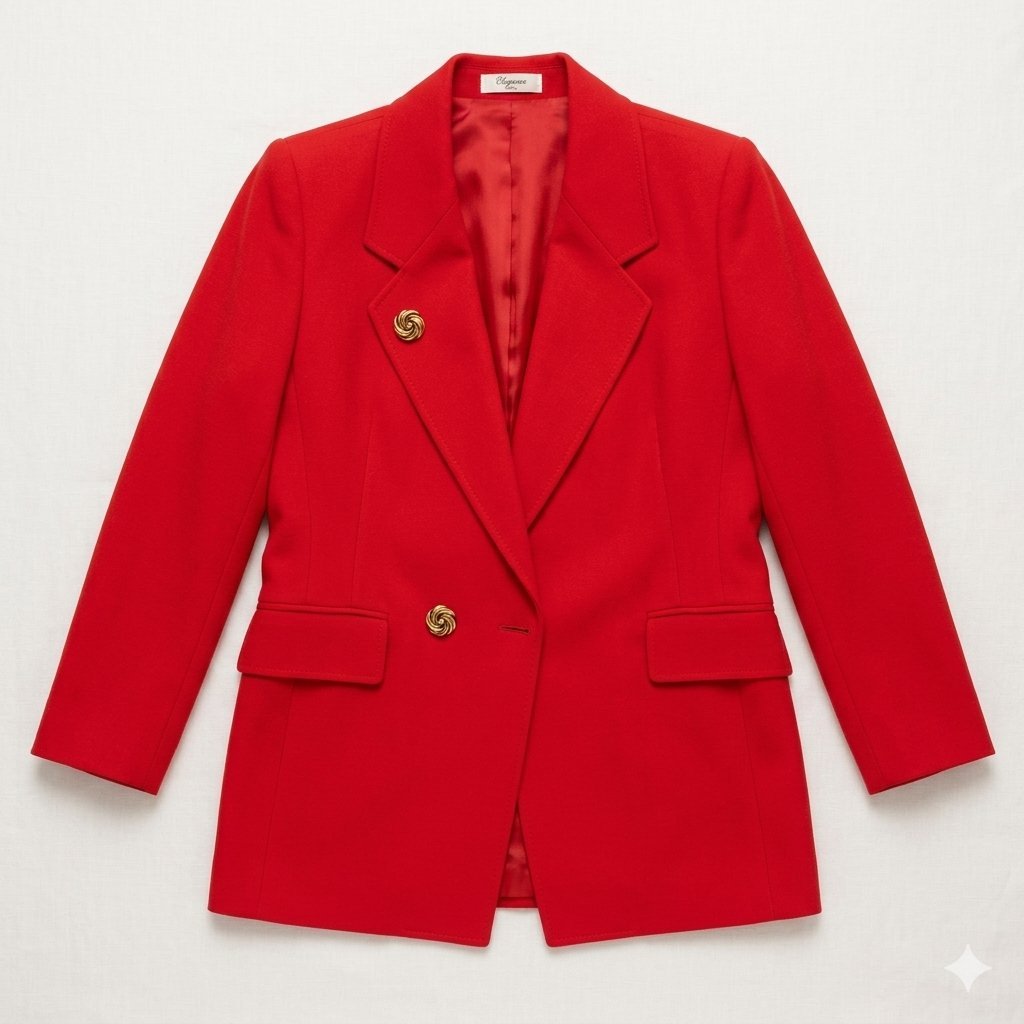Blazer rouge chic avec boutons dorés originaux 🔴✨