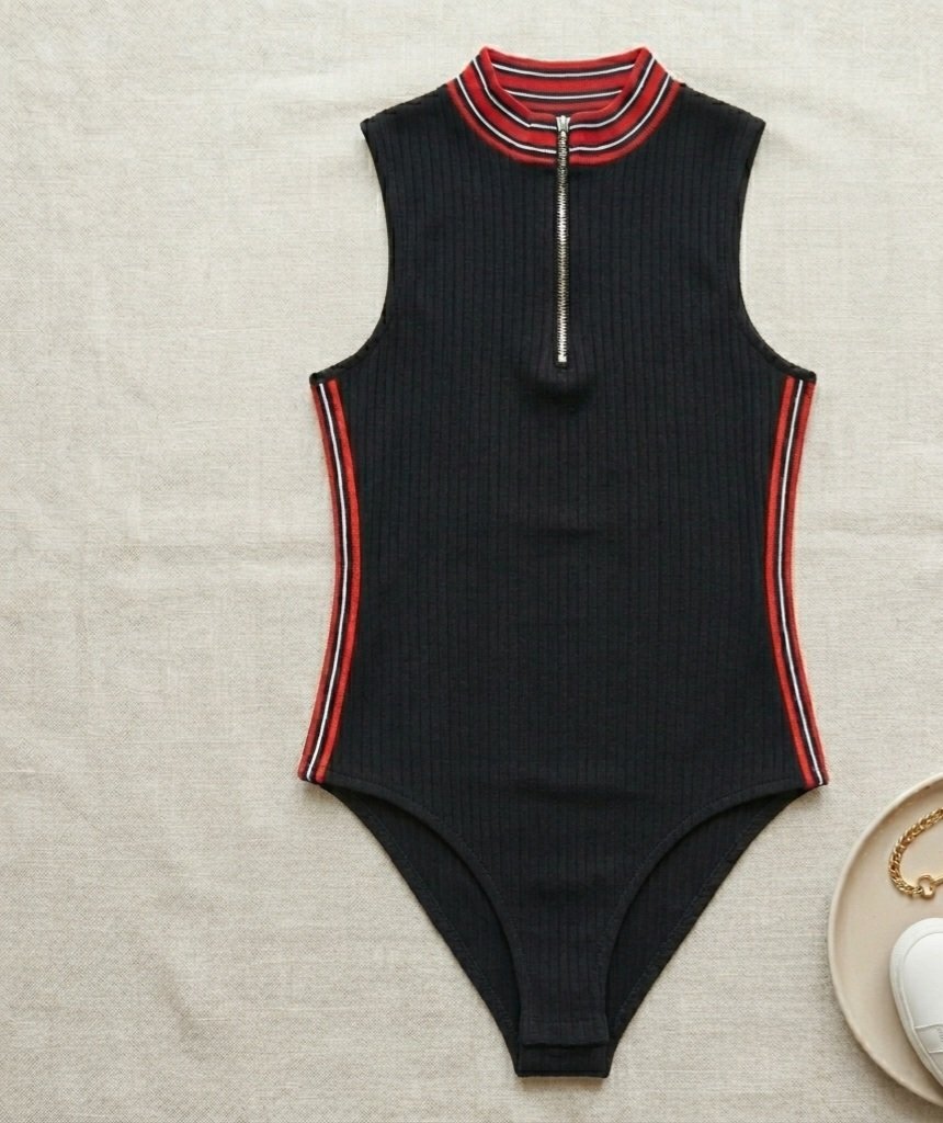 Body Noir Ribbed Sporty - Jennyfer - Taille M
