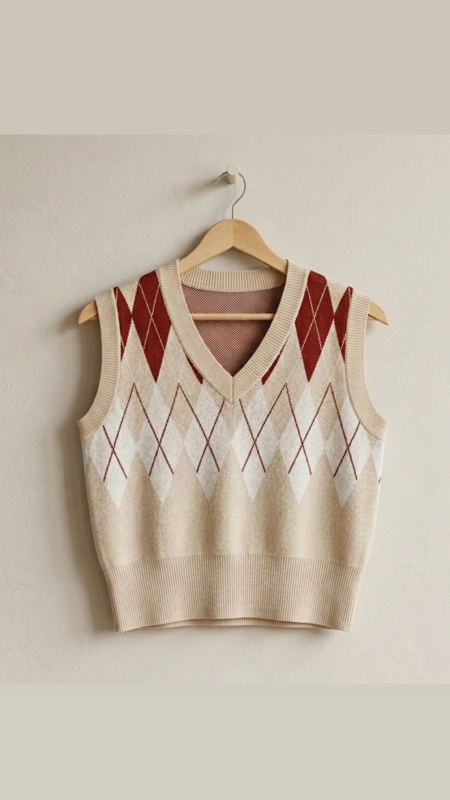 Gilet sans manches motif Argyle - Style Vintage/Preppy 🤎