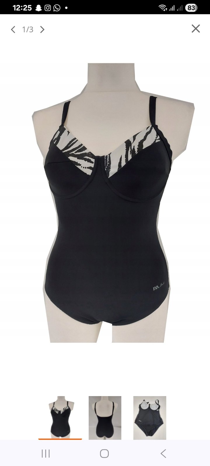 ​Maillot de bain une pièce Eva Beach – Noir & Zébré – Taille42