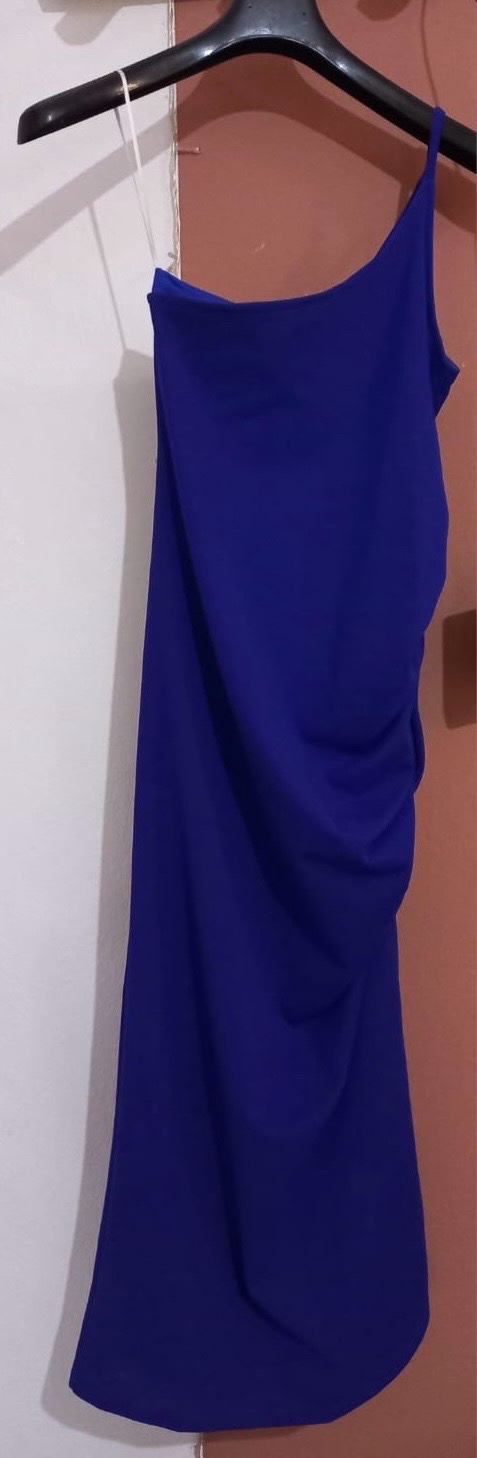 Robe bleu assymetrique 