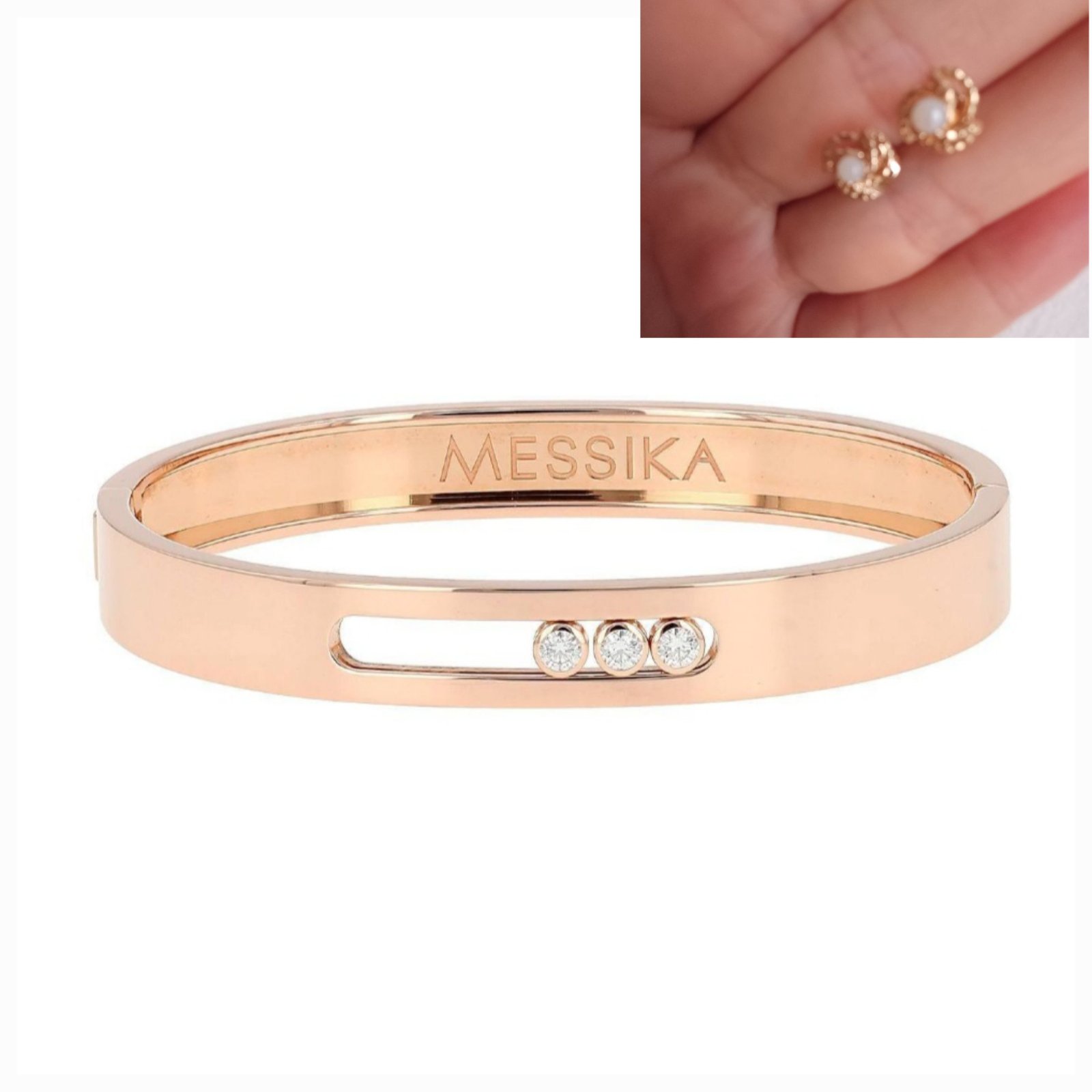 BRACELET EN ACIER INOXYDABLE +Bocles d'oreilles mel pharmacie 