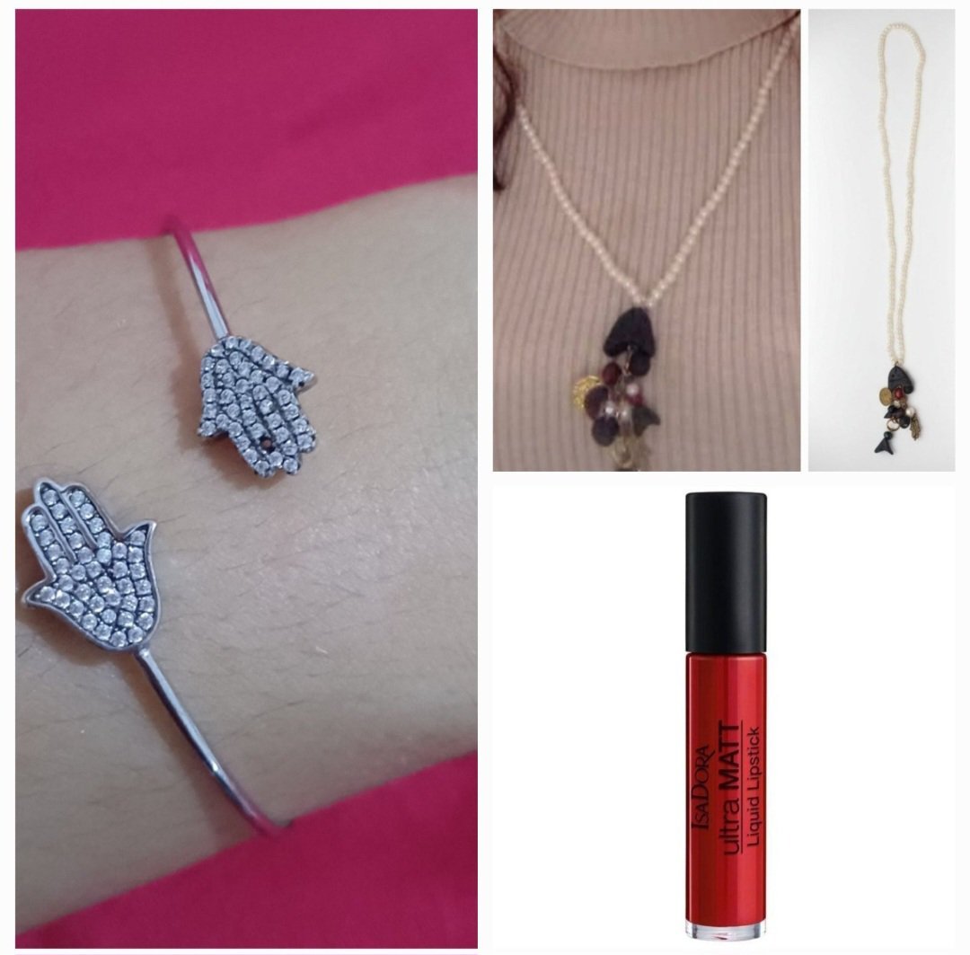Un rouge à lèvres Isadora authentique +Bracelet en argent +Collier traditionnel