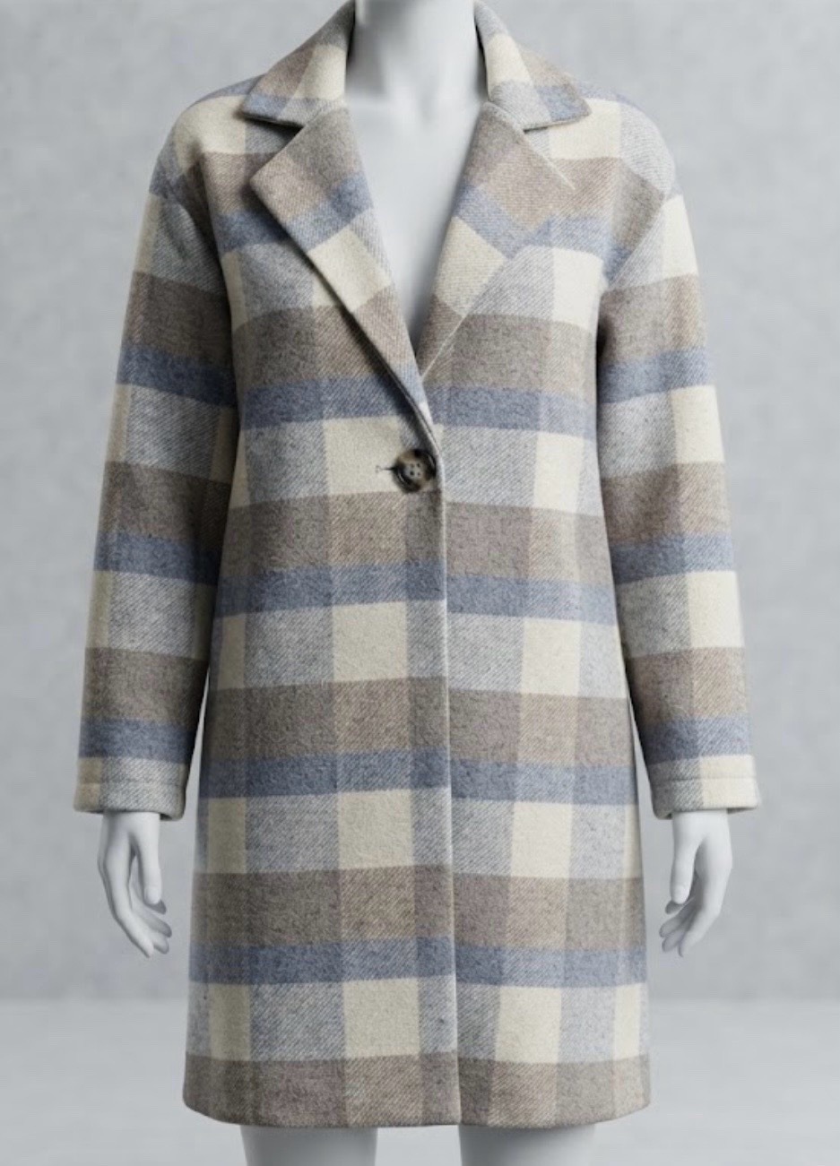 Manteau long à motifs carreaux (Chic & Tendance)