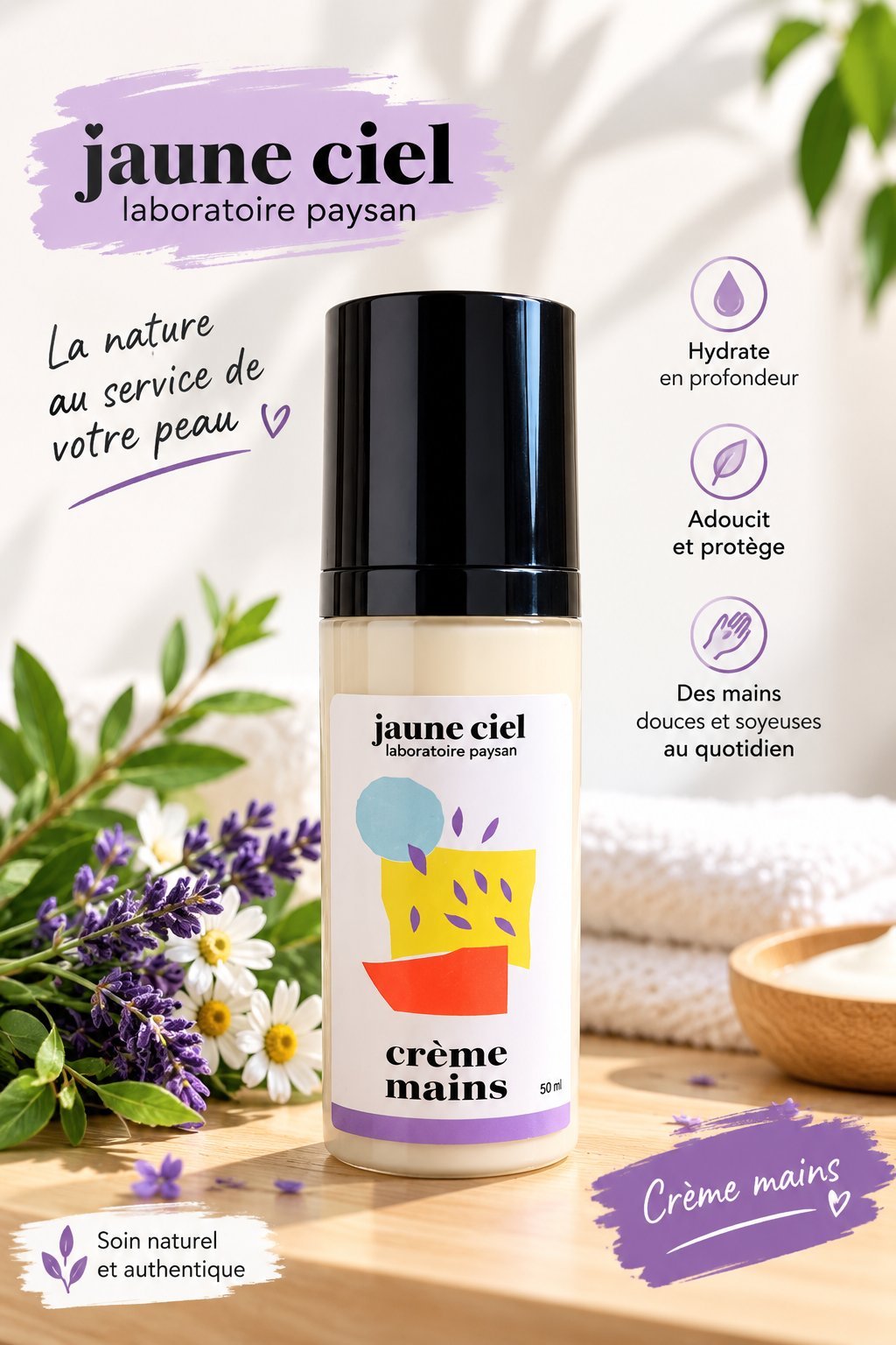 Crème mains Jaune Ciel – Laboratoire Paysan