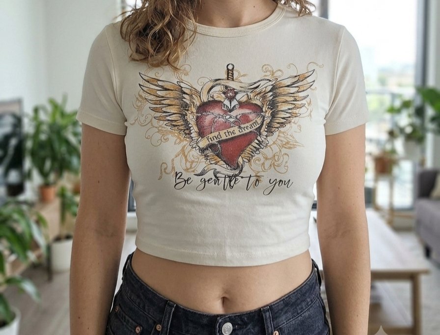 Pull&Bear Crop Top Blanc Imprimé – Taille S