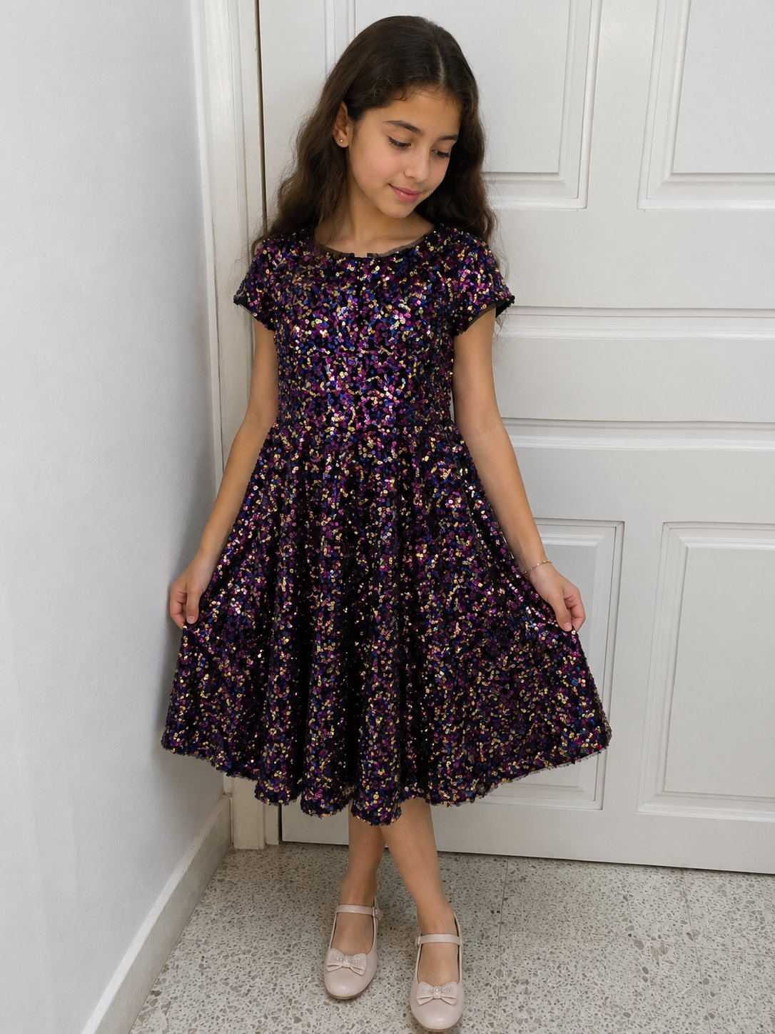 Robe "GAP" Kids à sequins multicolores neuve sans étiquette taille LG