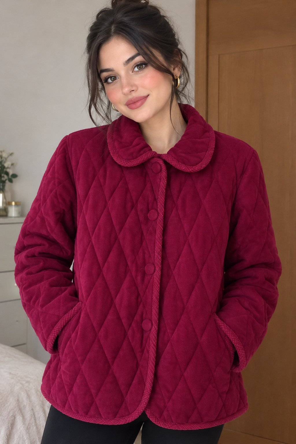 Veste matelassée Rouge Bordeaux daim
