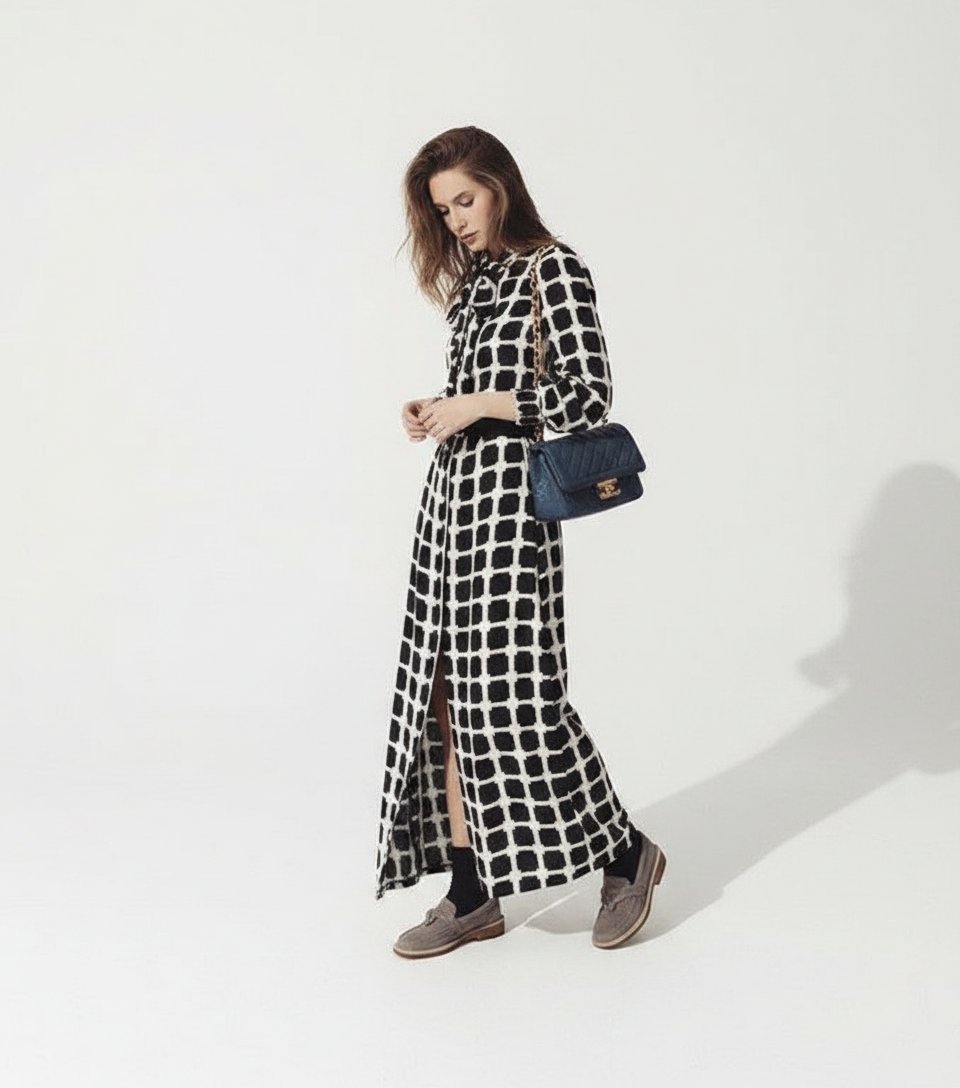 Zara shirt dress Black and white with Belt
