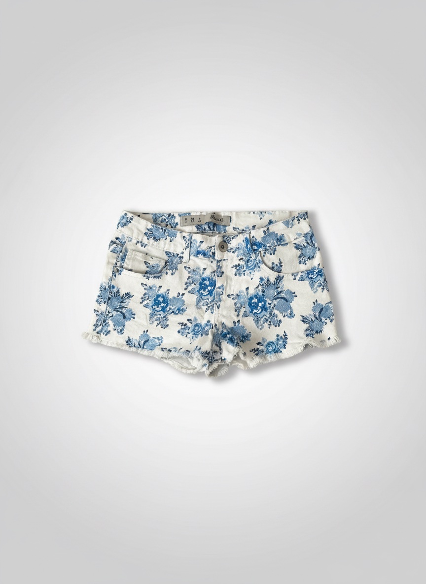Short jean bleu et blanc 