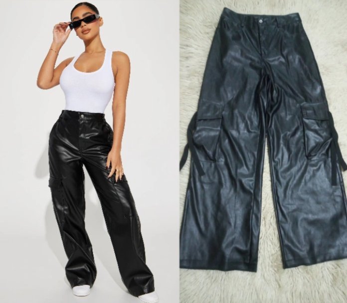 Pantalon large en cuir