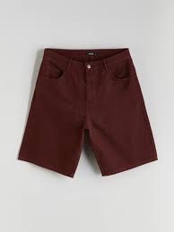 Short jean rouge bordeaux pour homme