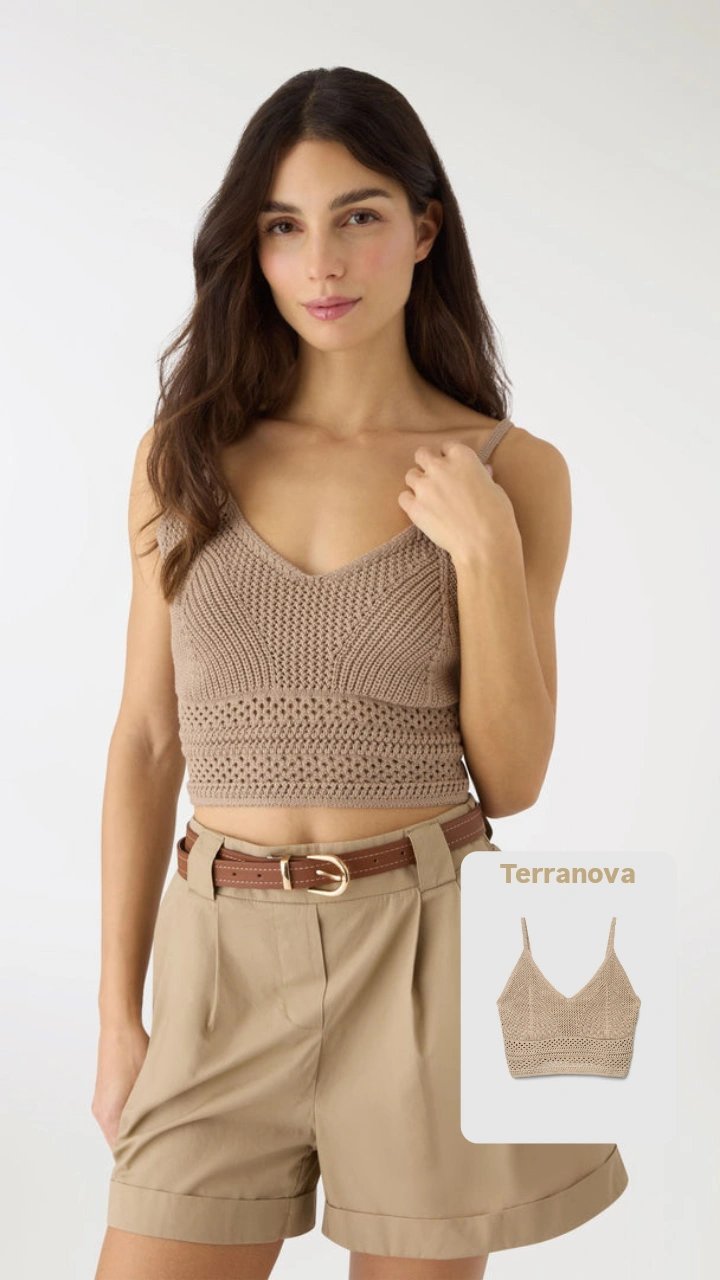 Top brettelle beige pailleté 
