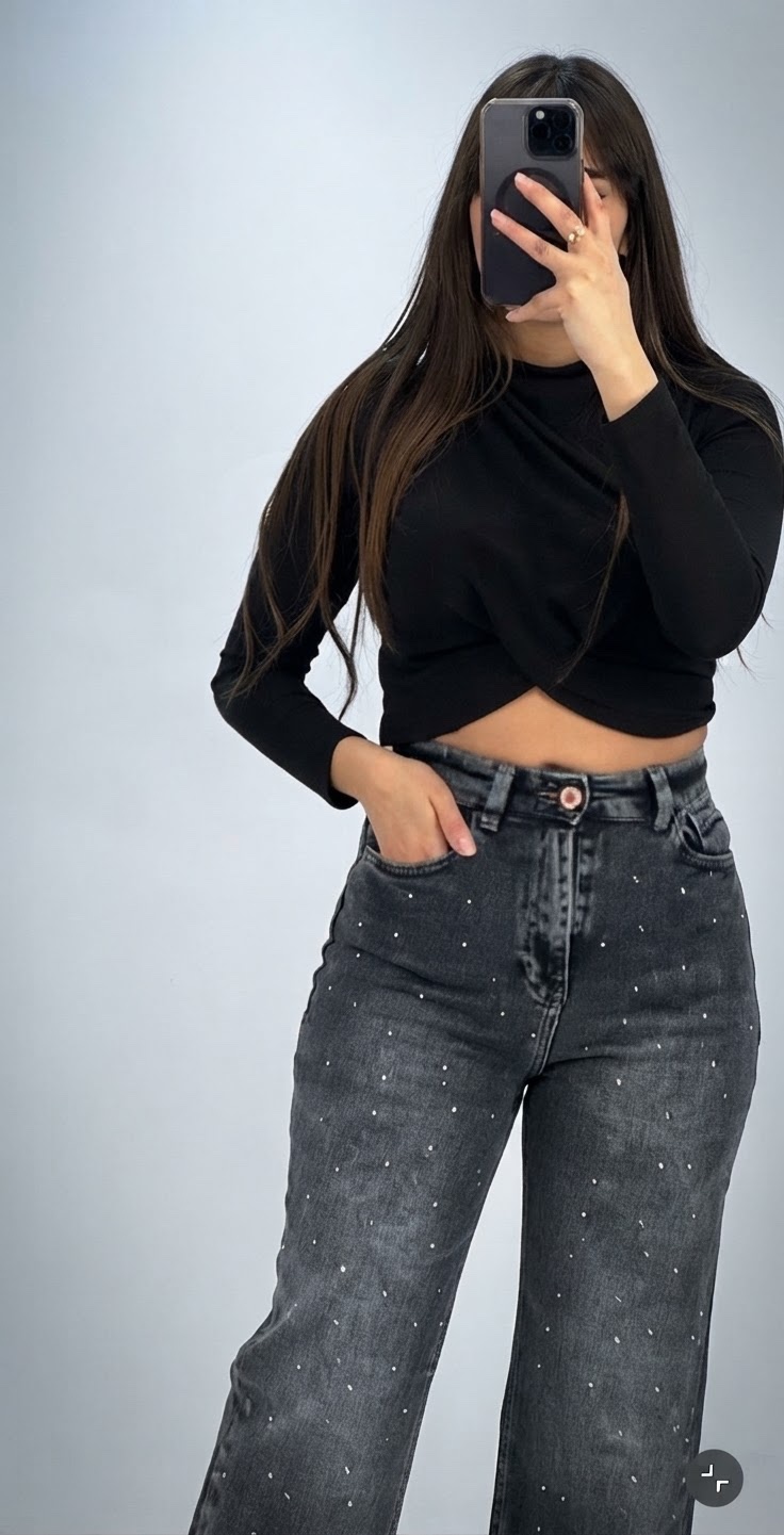 Jean bling bling taille haute