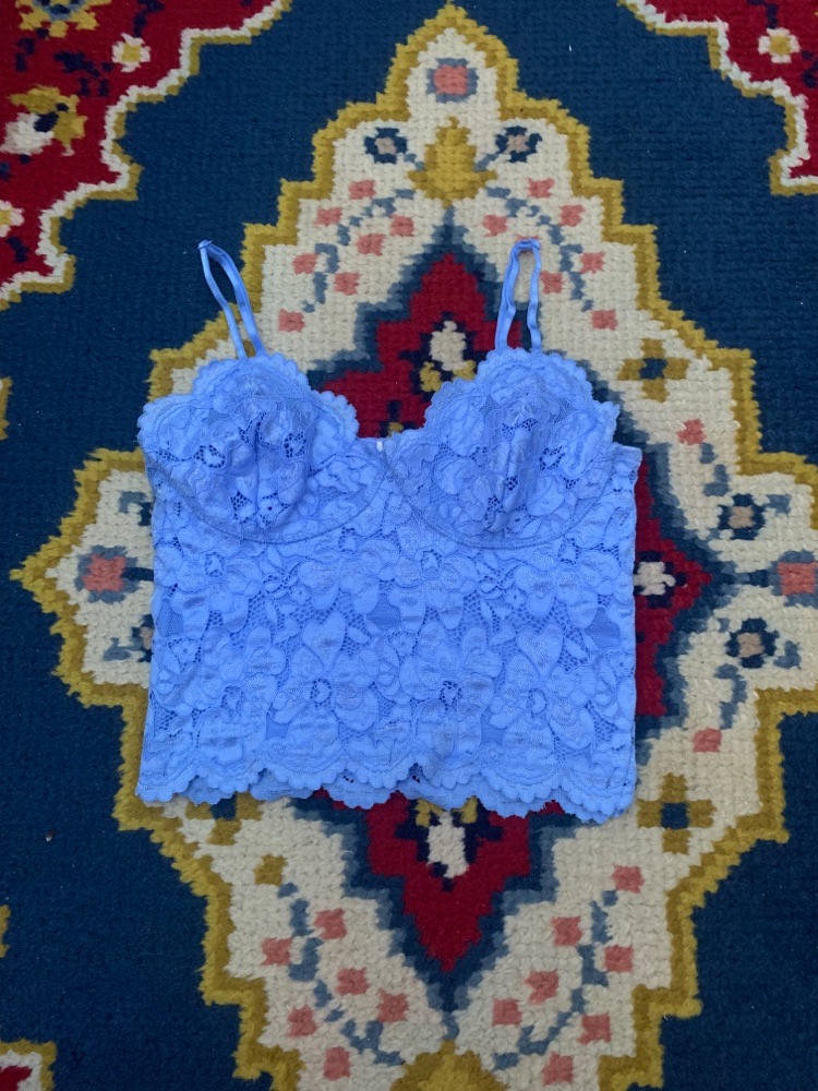 Top bustier en dentelle bleu
