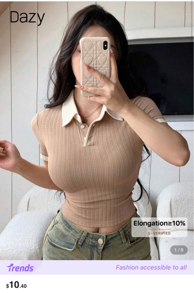 Top polo court beige à rayures – SHEIN