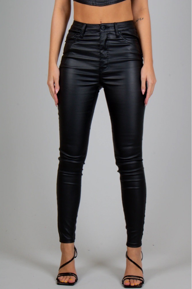 Pantalon noir en cuir