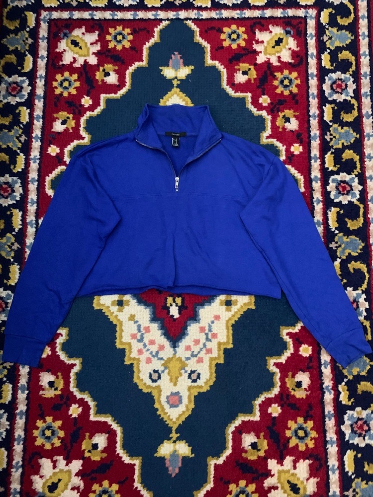 FOREVER 21 Pull Zippé Court Bleu Électrique