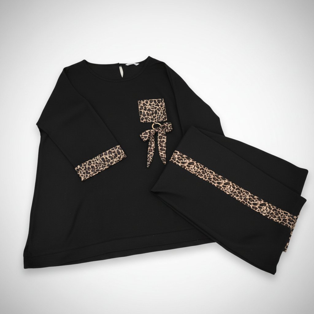 Ensemble femme noir avec détails léopard – Taille 48/50