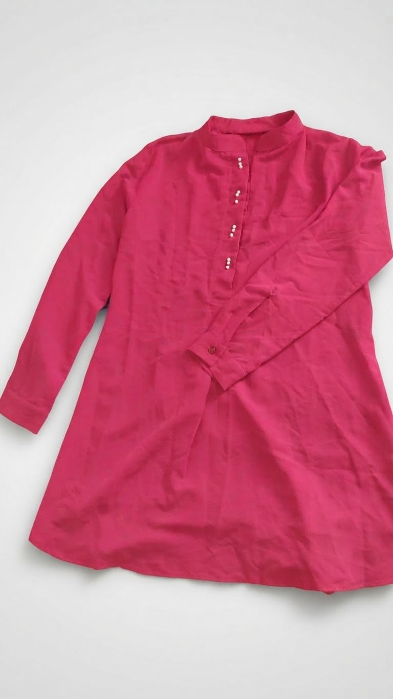 Chemise longue rouge vif 