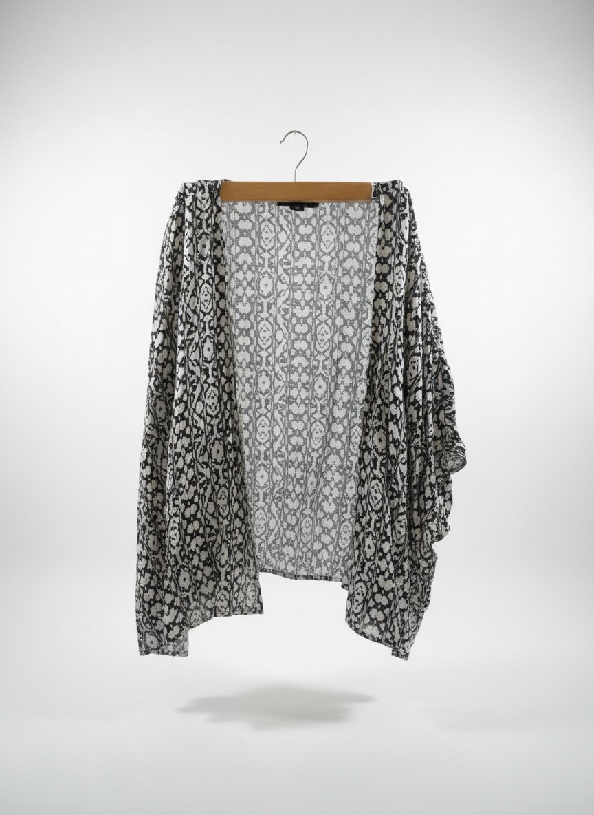 Kimono demi manche lin imprimé 