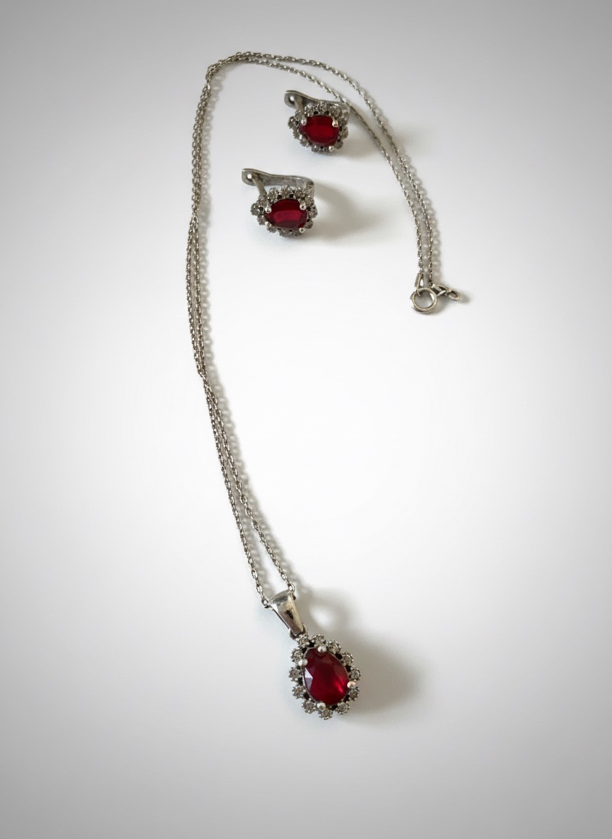 Collier et boucles d'oreilles en argent 925