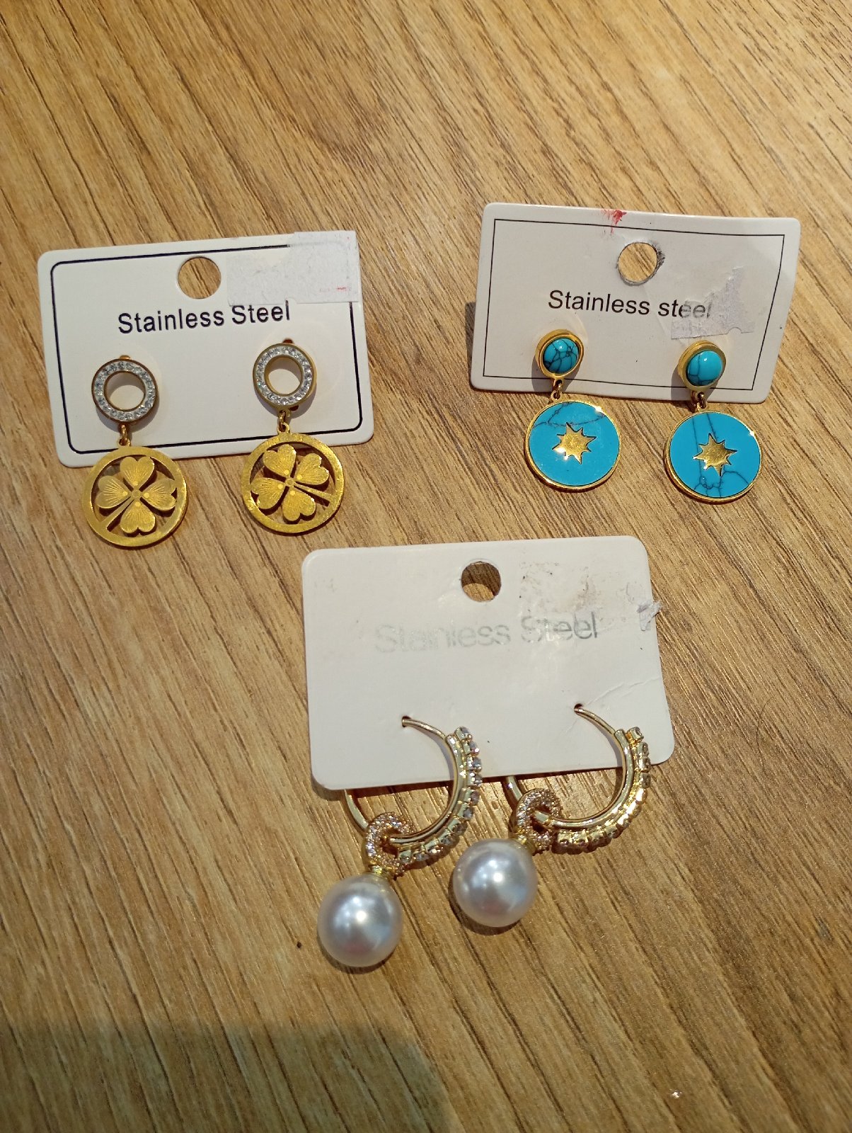 Lot boucles d'oreilles en acier inoxydable 