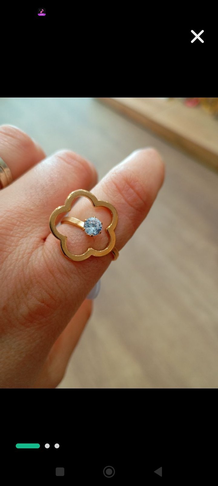 Bague fleur en acier inoxydable 