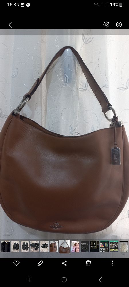 Sac coach en véritable cuir authentique camel