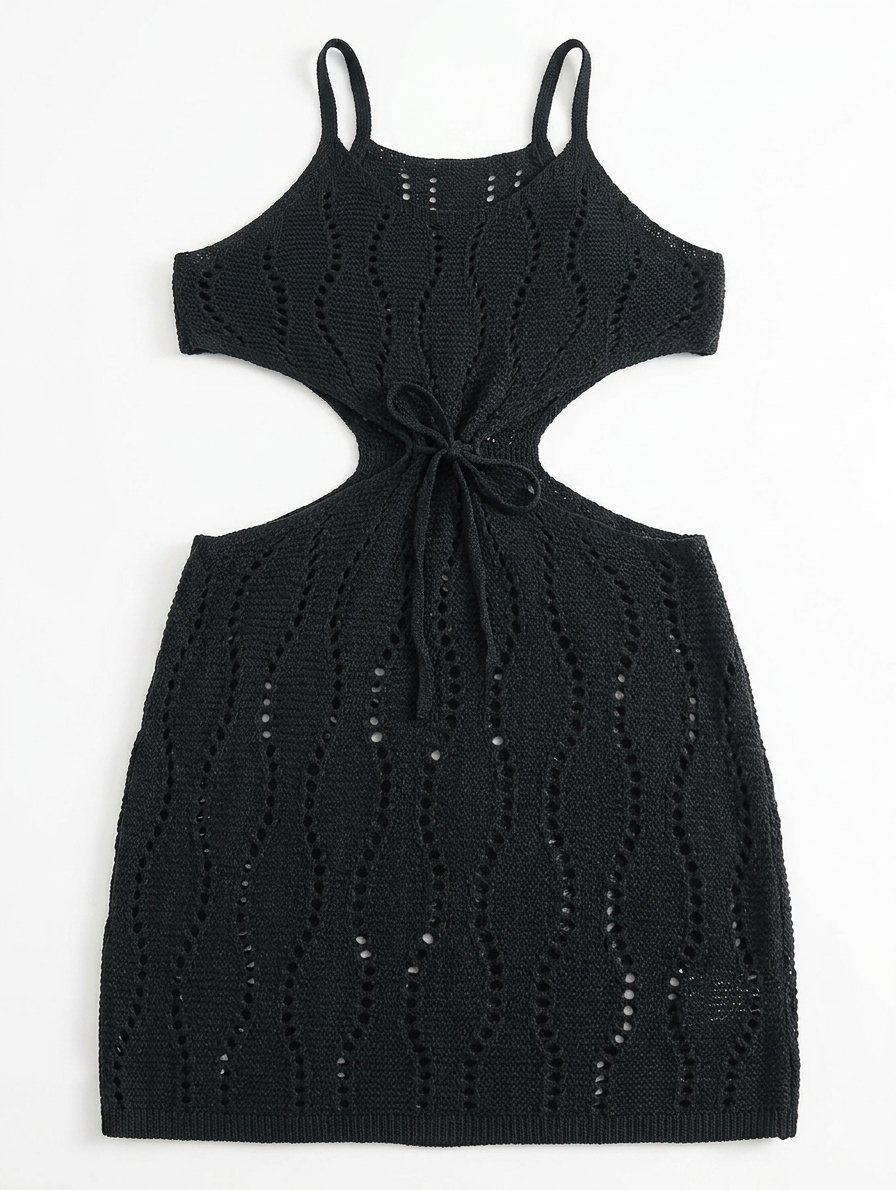 Robe ou cache maillot noir crochet 