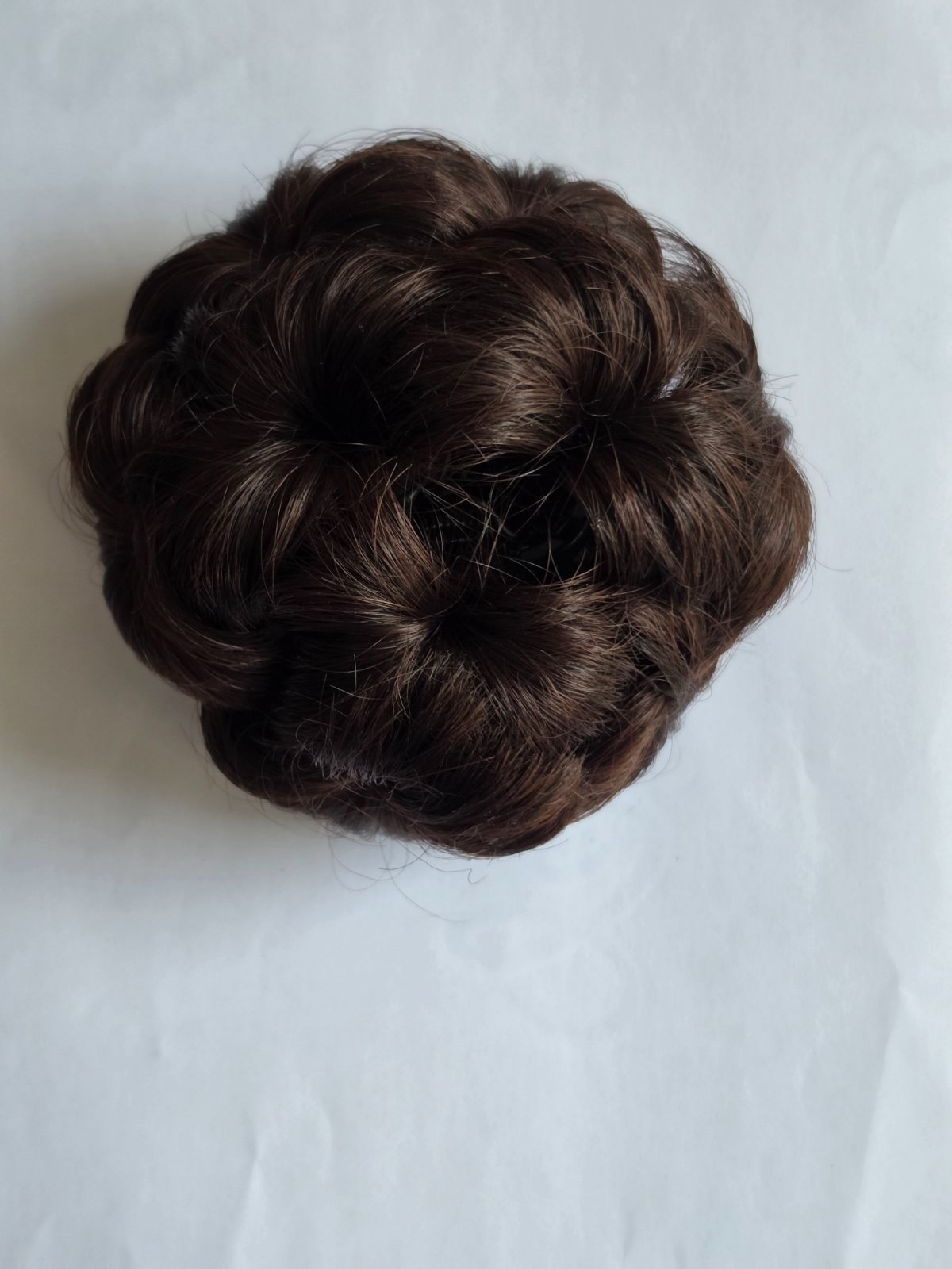 Postiche chignon synthétique à peigne intégrée – Marron foncé